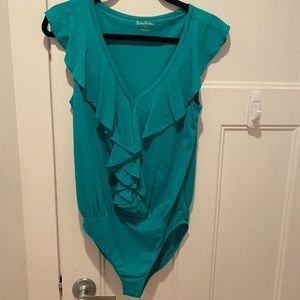Lilly Pulitzer bright agate green ruffle bodysuit XS NWT
